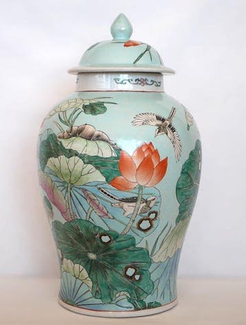 dekselvaas - Porselein, 50 cm - handgemaakt