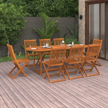 vidaXL 9-delige Tuinset 220x90x75 cm massief acaciahout, Verzenden, Nieuw, Tuinset