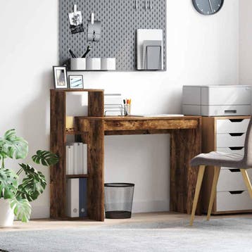 vidaXL Bureau Rook Eiken Bewerkt hout 100 x 40 x 90 cm, Verzenden, Nieuw