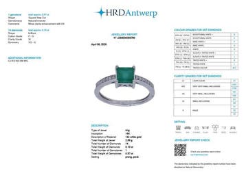 Verlovingsring - 14 karaat Witgoud - 1.07ct. tw. Smaragd -