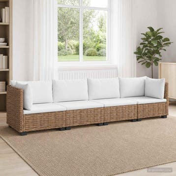 vidaXL 4 st Rieten Lounge Set met Kussens GENDT Natuurlijk, Tuin en Terras, Verzenden, Nieuw