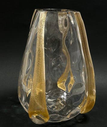 Vaso in Vetro di Murano con Foglia dOro Zecchino – Italia