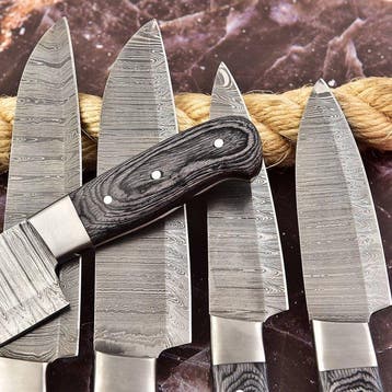 Keukenmes - Chefs knife - Gevouwen staal, Dollar wood -