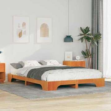 vidaXL Bedframe Bruin 140 x 210 cm Massief grenenhout, Huis en Inrichting, Slaapkamer | Bedden, Verzenden, Nieuw