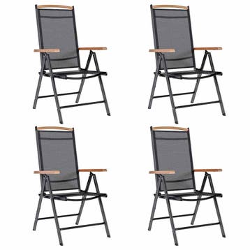 vidaXL Opklapbare stoelen, 4 stuks, aluminium en textiel,, Verzenden
