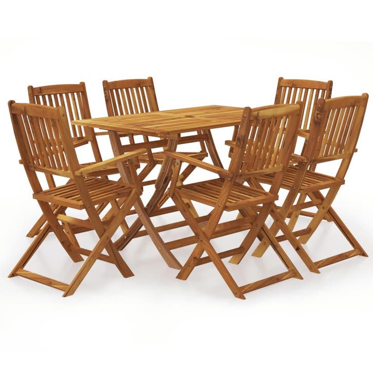 vidaXL 7-delige Tuinset inklapbaar massief acaciahout, Tuin en Terras, Tuinsets en Loungesets, Tuinset, Nieuw, Verzenden