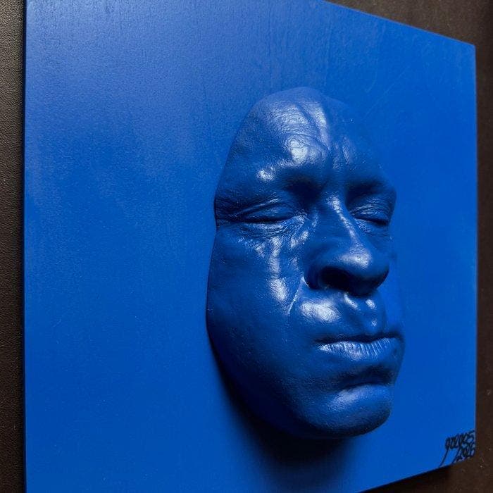 gregos - Blue breathe on blue background, Antiek en Kunst, Kunst | Designobjecten