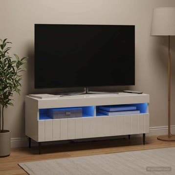 vidaXL LED tv-meubel Hoogglans Wit Bewerkt hout, Verzenden, Nieuw