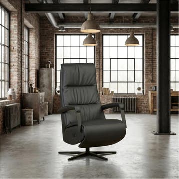 Leren relaxfauteuil met hartbalans Core - Toledo Nero, Ophalen of Verzenden