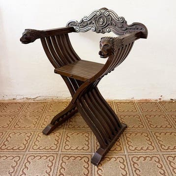 Chaise - Bois - Chaise Savonarola antique