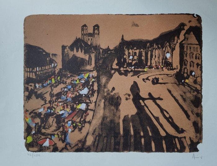 Werner Lichtner-Aix (1939 -1987) - La Ville, Antiquités & Art, Antiquités | Autres Antiquités