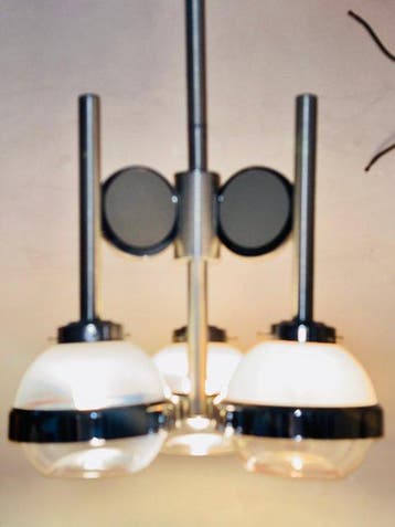 Plafondlamp - Glas, Metaal - Kroonluchter Space age