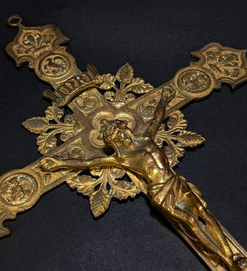 Antiek Kruis - Verguld brons - 1850-1900 - Neogotisch