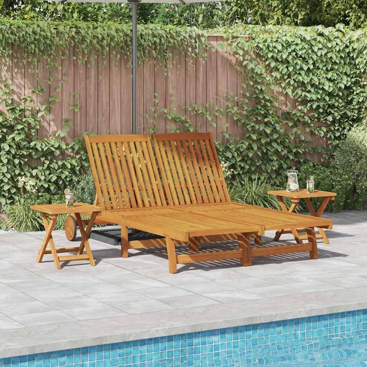 vidaXL Ligstoel Bruin Massief Acacia Hout, Tuin en Terras, Ligbedden, Nieuw, Verzenden