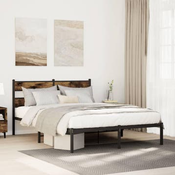 vidaXL Bedframe zonder matras metaal gerookt eikenkleurig, Verzenden