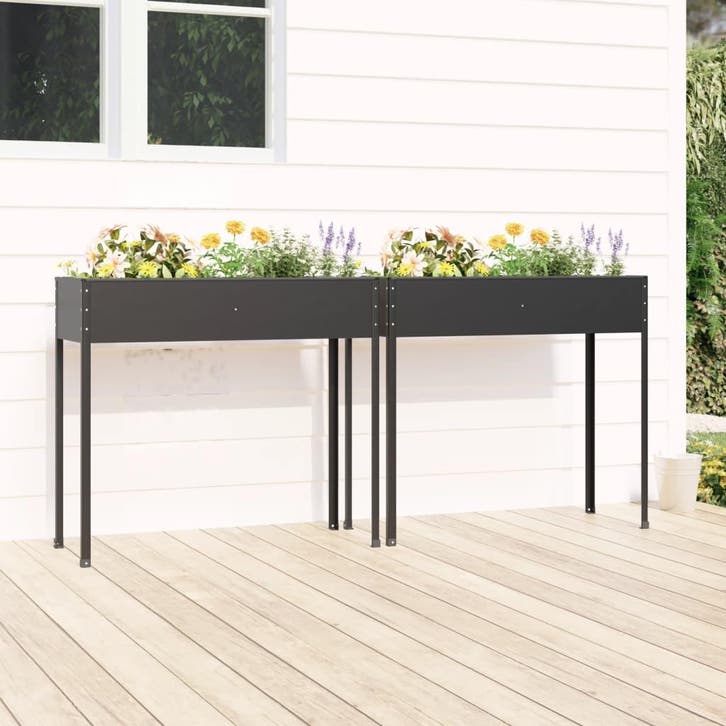vidaXL Plantenbakken 2 st gegalvaniseerd staal, Jardin & Terrasse, Pots de fleurs, Envoi