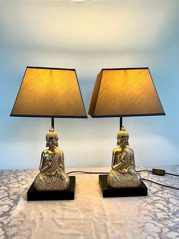 Lampe (2) - Bois, Fer, Résine