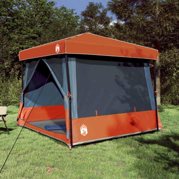 vidaXL Kampeertent Set met dak 2 pcs Grijs en Oranje Tafetta, Verzenden