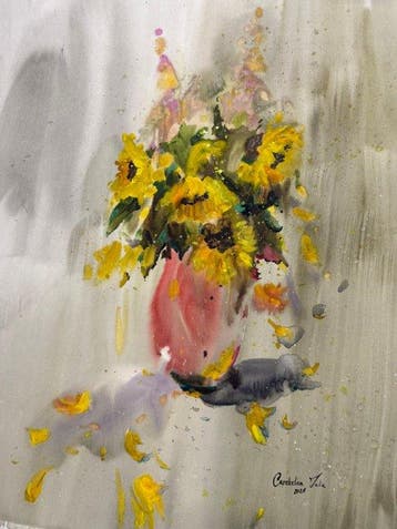 iulia carchelan - “Van Gogh’s sun”, Antiek en Kunst, Kunst | Schilderijen | Modern