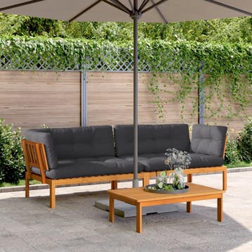 vidaXL Tuinhoekbanken 2 st pallet met kussens massief, Verzenden, Nieuw