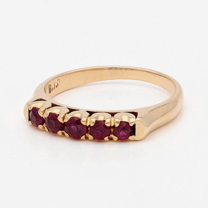 Bague - 18 carats Or rose Rubis, Handtassen en Accessoires, Ringen