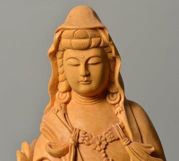 Boxwood Carved Statue of Kannon(Guan Yin) - Beeld Hout -