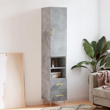 vidaXL Hoge kast 34,5x34x180 cm bewerkt hout betongrijs, Verzenden, Nieuw