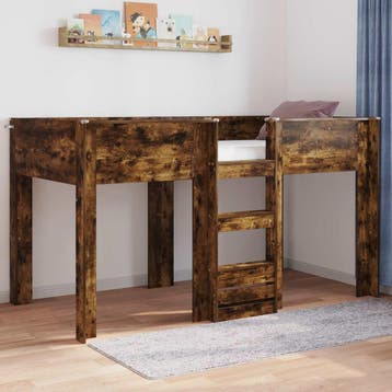 vidaXL Stapeld bed voor kids Rook Eiken 100 x 200 cm Bewerkt, Verzenden