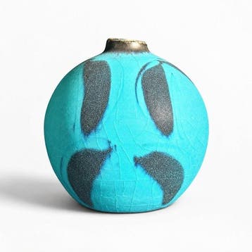 Kenji Kato, Shinsho Kiln Turquoise Glaze Hanaire, Ronde