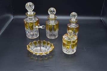 Art Deco Toiletset (5) - Val Saint Lambert - Glas - Make-up