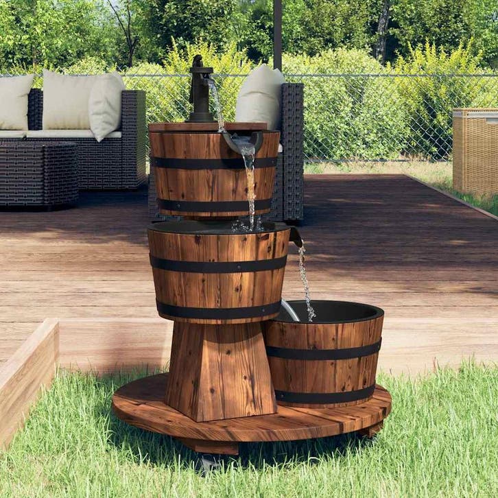 vidaXL Waterfontein met pomp en wieltjes 55x55x80 cm massief, Tuin en Terras, Waterpartijen en Fonteinen, Nieuw, Verzenden