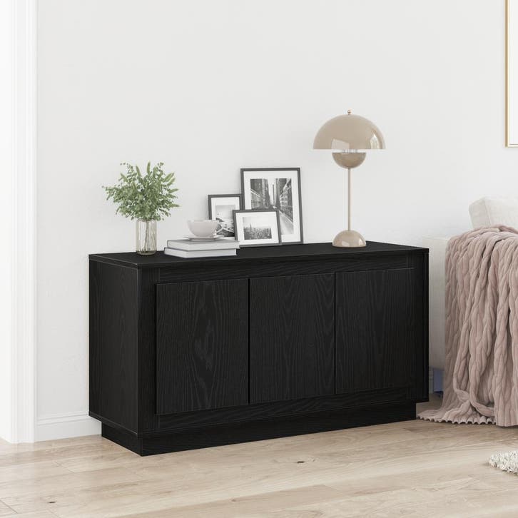 vidaXL Dressoir Zwart Eiken 102 x 35 x 55 cm Bewerkt hout, Huis en Inrichting, Kasten | Dressoirs, Nieuw, Verzenden