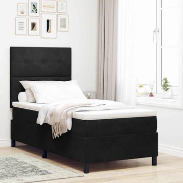vidaXL Boxspring bed met hoofdeinde Zwart 90 x 200 cm, Huis en Inrichting, Slaapkamer | Bedden, Verzenden, Nieuw