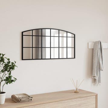 vidaXL Wandspiegel boog 80x40 cm ijzer zwart, Verzenden
