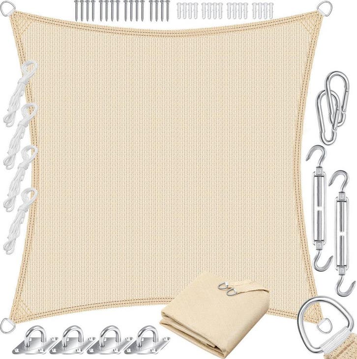 Schaduwdoek - Zonnezeil - Vierkant - 4x4 m - Creme - KESSER®, Jardin & Terrasse, Voiles d'ombrage, Envoi