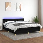 vidaXL Boxspring met matras en LED stof zwart 160x200 cm, Verzenden