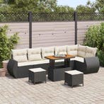vidaXL Tuinbank Set met kussen 9 pcs Zwart en Crème Poly, Verzenden, Nieuw