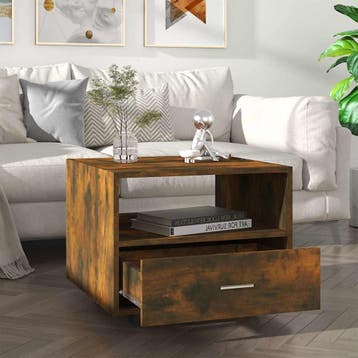 vidaXL Salontafel 55x55x40 cm bewerkt hout gerookt, Huis en Inrichting, Verzenden, Nieuw