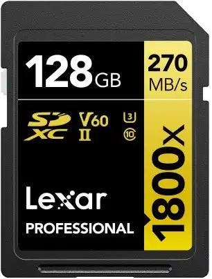 Lexar Professional SDXC 128GB BL 1800X UHS-II V60 Gold, Audio, Tv en Foto, Foto | Geheugenkaarten, Nieuw, Ophalen of Verzenden