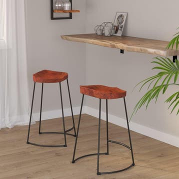 vidaXL Barkrukken 2 st Gavin 45x40x63 cm massief mangohout, Verzenden, Nieuw