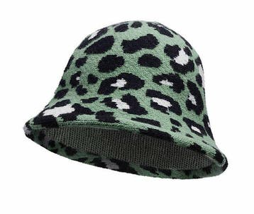 Bucket Hat Hoedje – Panterprint - Soft – One Size – Groen, Nieuw