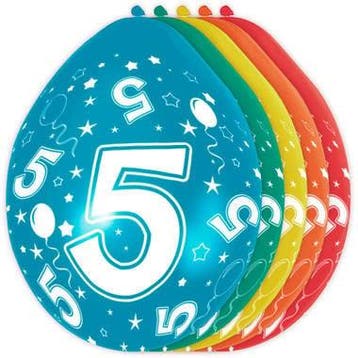 Ballonnen 5 Jaar Versiering 30cm 5st, Hobby en Vrije tijd, Verzenden, Nieuw