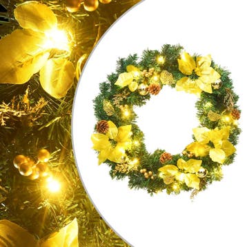 vidaXL Kerstkrans met LED-verlichting Groen 60 cm PVC, Verzenden, Nieuw