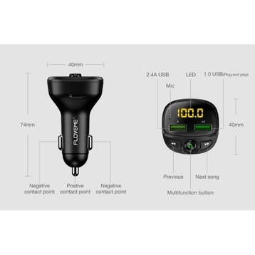 Dual USB Autolader Bluetooth Transmitter Handsfree Oplader, Verzenden