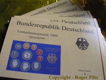 63,40 Dm Kursmuntset Brd 1999 komplett A,d,f,g,j in Pp, Verzenden