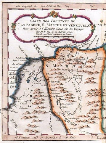 Amérique du Sud - Venezuela, Colombie; N. Bellin - Carte des
