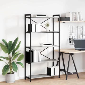 vidaXL Boekenplank 80 x 30 x 155 cm Bewerkt hout Grijs, Verzenden