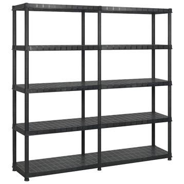 vidaXL Opbergrek 5-laags 183x45,7x185 cm kunststof zwart, Verzenden