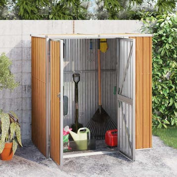vidaXL Tuinschuur 161x89x161 cm gegalvaniseerd staal bruin, Jardin & Terrasse, Abris de jardin, Verzenden