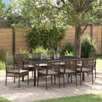 vidaXL Tuin Eettafel Set 9 pcs Bruin poly rattan, Verzenden, Nieuw